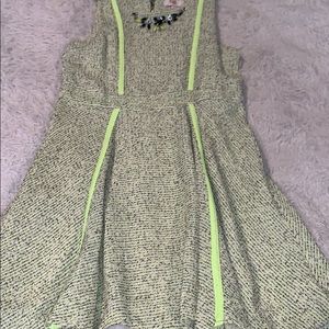 Green, black, and white dress